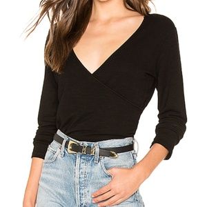 Black MONROW Supersoft Overlap Blouse